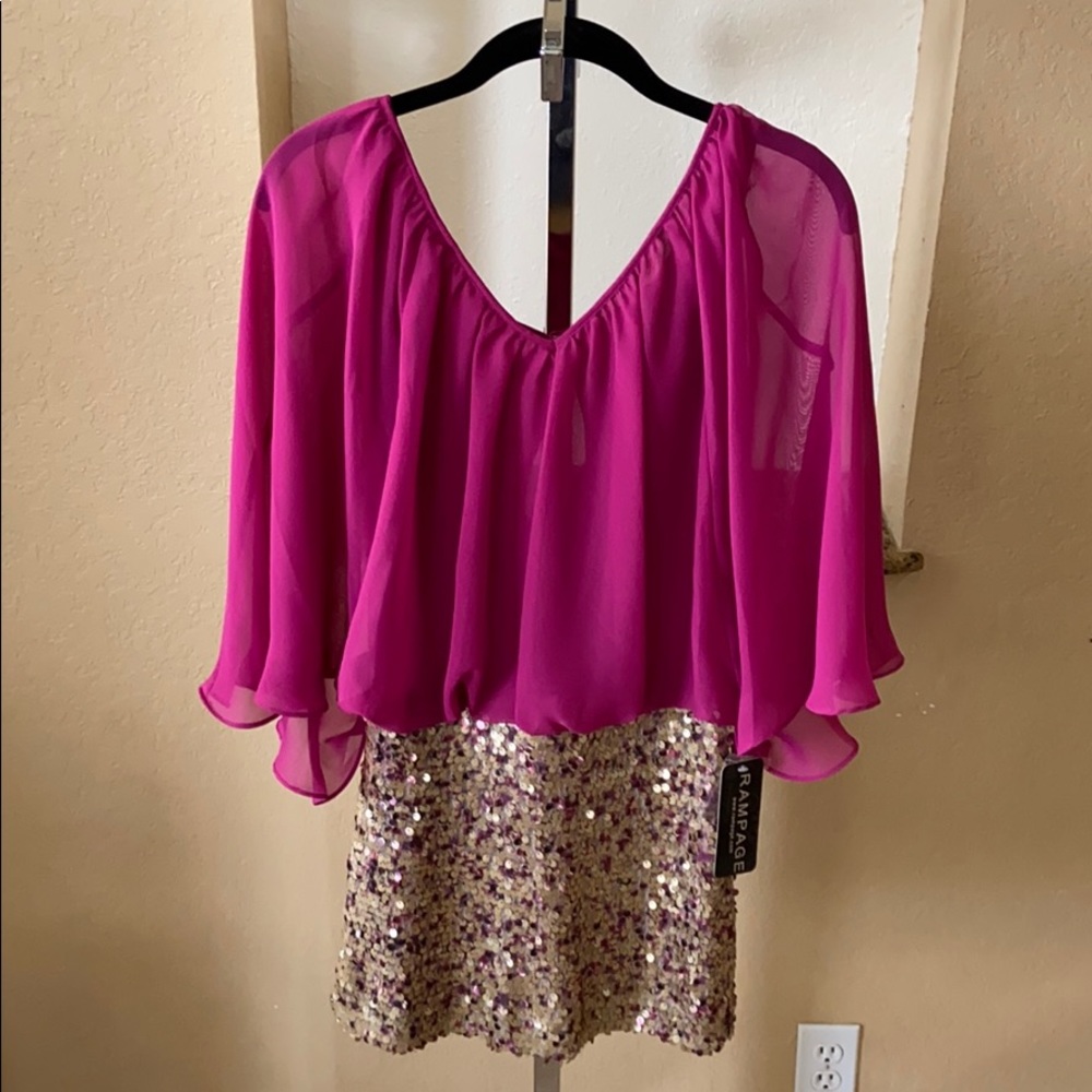 Rampage Magenta/Gold Minidress Medium